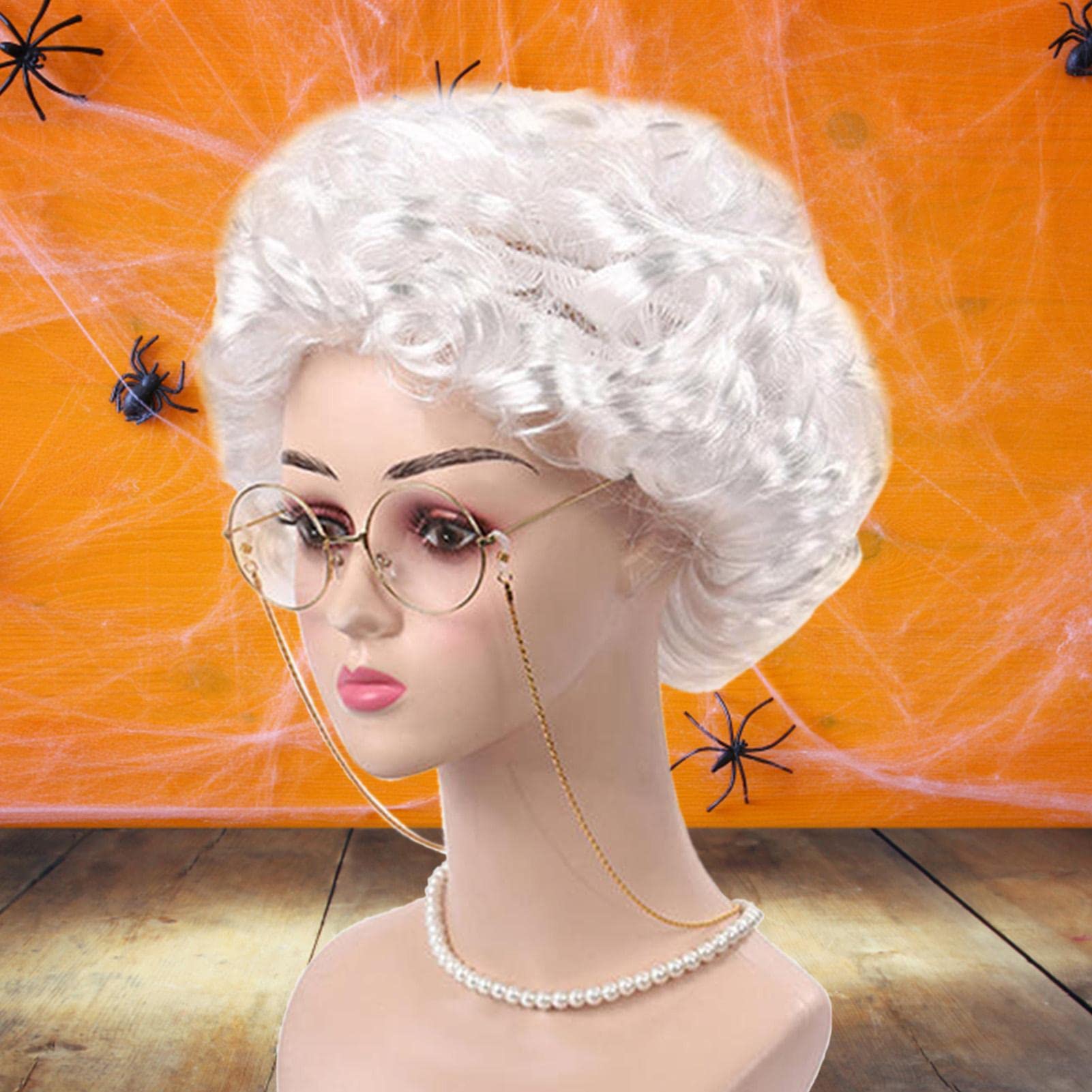 Amazon.co.jp: 老婦人コスプレセット - おばあちゃんコスプレウィッグ